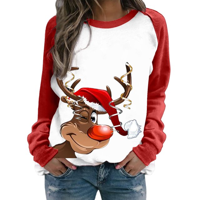 Ladies' Casual Printed Raglan Sweatshirt