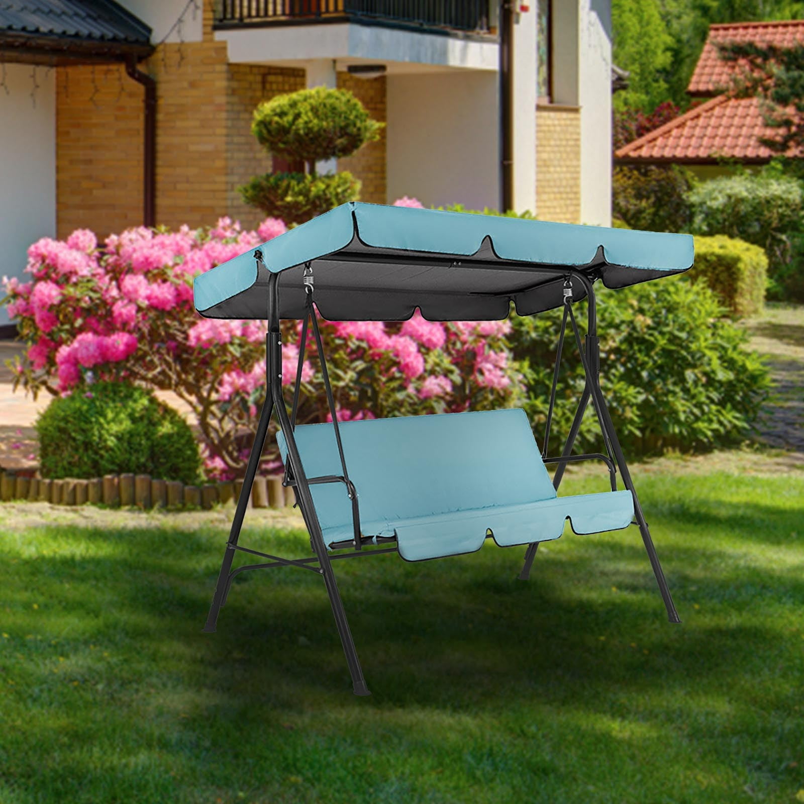 3 Seat Garden Bench Cover, 163x66x65/89cm Outdoor Patio Bench Seat Cover With Drawstring Heavy Duty 210d Oxford Fabric Rip Proof Waterproof Anti Uv Patio Rattan Furniture Protective Covers