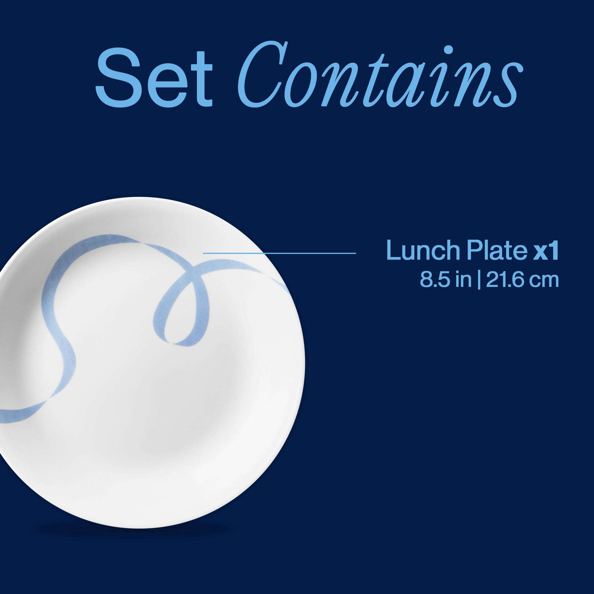 Corelle Blue Ribbons 8.5" Glass Salad Plate