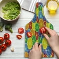 thumbnail image 3 of Abstract Cutting Board, Colorful Slices of Orange Tropical Fruit Rainbow Color Fun Design, Decorative Tempered Glass Cutting and Serving Board, Wine Bottle Shape, Yellow Blue Green, by Ambesonne, 3 of 5