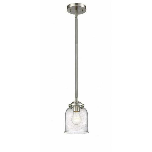 284-1S-SN-G54 Innovations Lighting Bell - 1 Light Stem Hung Mini Pendant In Industrial Style-7.38 Inches Tall and 5 Inches Wide-Brushed Satin Nickel