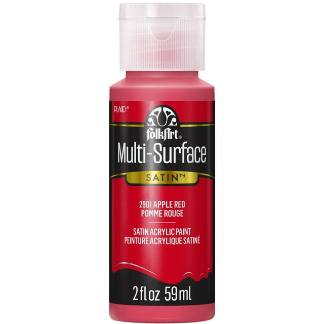 FolkArt Multi-Surface Satin Acrylic Paint, 2 fl. oz., Apple Red