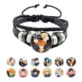 thumbnail image 2 of Pulseras de cuero para niño y Voleibol de escuela secundaria, Anime Haikyuu Brazalete con gema redonda de vidrio con estampado de dibujos animados para amigo, regalos de joyería, 2 of 5