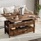 thumbnail image 1 of VERDALAY Mesa de centro elevable Mesa de té de madera con 2 cajones de almacenamiento Mesa central con tapa elevable Mesa auxiliar con cajones y asas Mesa de centro elevable, 1 of 9