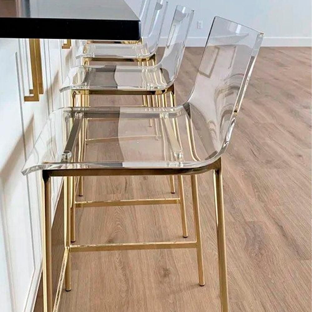 Heavenly Collection Clear & Gold Counter Stool