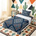 thumbnail image 2 of Erosebridal Aztec Aesthetic Twin Sheet Sets, Navy Brown Beige Bedding, 3 Pieces 1 Flat Sheet, 1 Fitted Sheet and 1 Pillowcase, 2 of 5