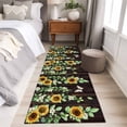 thumbnail image 3 of Sunflower Runner Rugs 2x6 ft Spring Summer Yellow Floral Leaf Butterfly Brown Wood Grain Washable Hallway Rugs Non-Slip Floor Mats Absorbent Carpet Bedside Runners for Bedroom Kitchen Laundry Room, 3 of 9