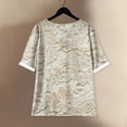 thumbnail image 4 of WTOBBY Women's Floral Texture Print Cotton Linen Blouse with Half-Sleeve, Casual Round Neck Fashion Top for Fall Season, Comfortable Apparel,Clear M, 4 of 4