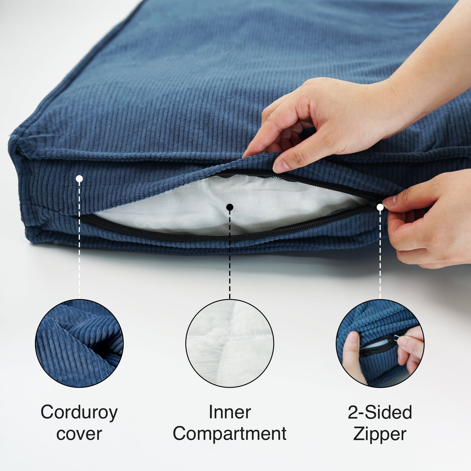 Luxury Dog Bed for Dogs up to 77lbs, Breathable, Durable & Washable with Removable Cover, Concealed Zipper and Non-Slip Bottom