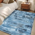 thumbnail image 4 of 3'x5' Rug for Living Room Bedroom, Blue Abstract Washable Area Rugs Non-Slip Carpet Mats, Vintage Geometric Gradient Oil Painting Simple Indoor Low Pile Area Rug Runner for Kitchen, Mudroom, 4 of 8