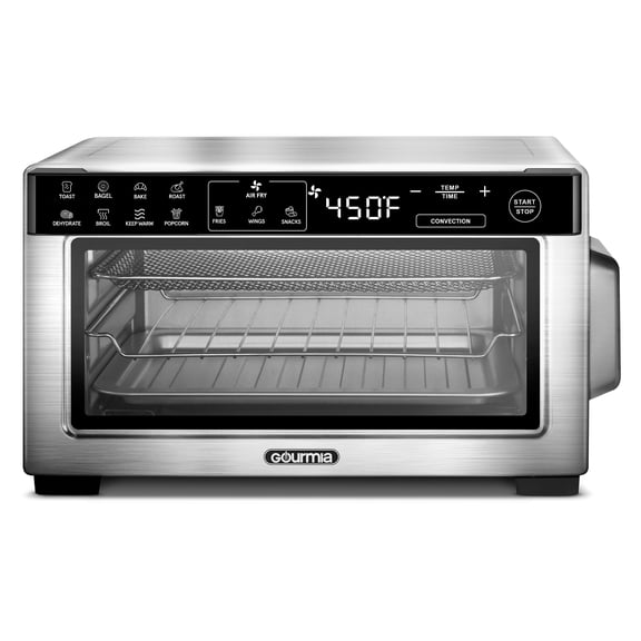 Gourmia Digital Air Fryer Oven 4 Slice Stainless Steel 12 Presets