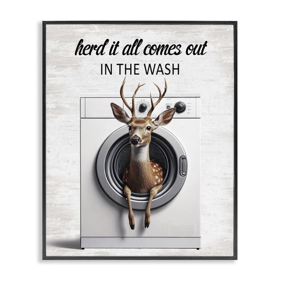 Stupell Industries Herd It Comes Out In Wash Quotes and Sayings Painting Black Framed Art Print Wall Art, 11 x 14