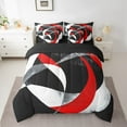 thumbnail image 2 of Erosebridal Red Circle Bedding Sets Twin Size,Geometric Stripes Comforter Sets with Sheets,Round Lines Bed in a Bag Twin size,Ultra Soft Abstract Bedroom Decorative,Reversible,7pcs, 2 of 6