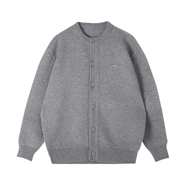LOVZFMLL Jackets for Men Man Solid Color Leisure Button Cardigan Hoodless Sweater Long Sleeves Loose Coat