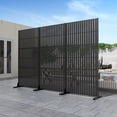 thumbnail image 2 of 72"x35"x16" Outdoor Privacy Screen with Stand Metal Balcony Decorative Screen,Black, 2 of 5