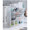 thumbnail image 4 of Portalápices oblicuo creativo, transparente, con múltiples rejillas, para guardar brochas de maquillaje, caja de papelería, caja de almacenamiento multifuncional para escritorio, 4 of 4