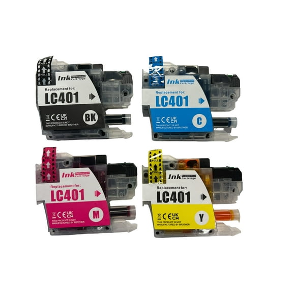 Compatible LC401 Ink Cartridges Replacement LC401 for Brother MFC-J1010DW MFC-J1012DW MFC-J1170DW Printer - 4 Pack