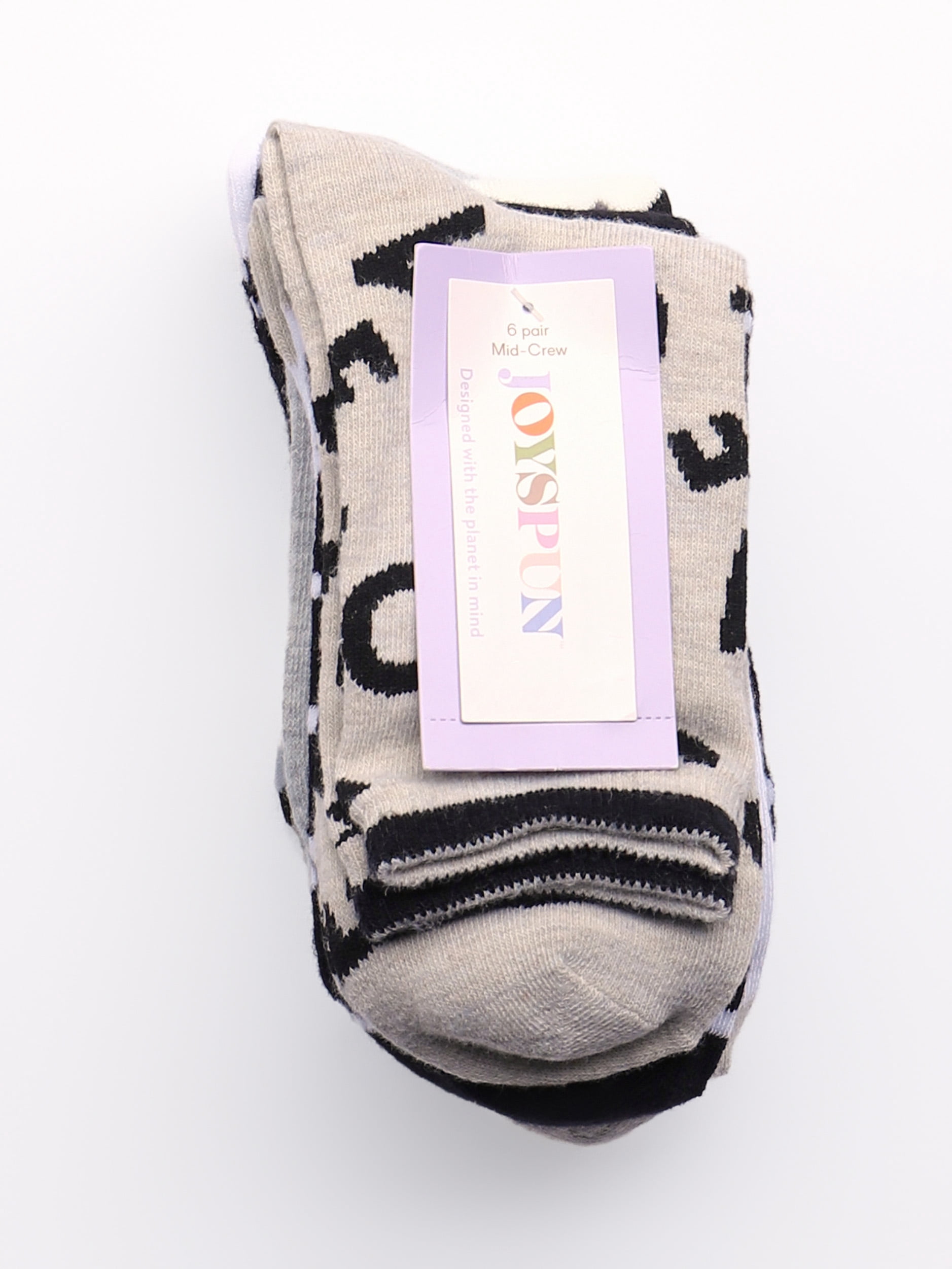 Joyspun Women’s Dress Demi Crew Socks, 6-Pack, Shoe Sizes 4-10
