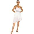 thumbnail image 6 of iEFiEL Womens Sparkly Sequins Asymmetrical Dance Dress V Neck Spaghetti Shoulder Straps Lyrical Contemporary Dancewear. White L, 6 of 7