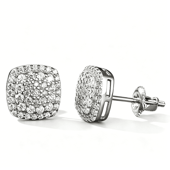 KIJ 0.66 Carat Square Moissanite Stud Earrings,925 Sterling Silver 14K White Gold Plated VVS1 Gra Certified Hypoallergenic Gifts for Men Women