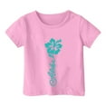 thumbnail image 3 of Tfken Toddler Girl Kids T-Shirts Crew Neck Short Sleeve Tops Flower Print Comfortable Soft Girls Tee Rose Gold Size 12-13 Years, 3 of 3