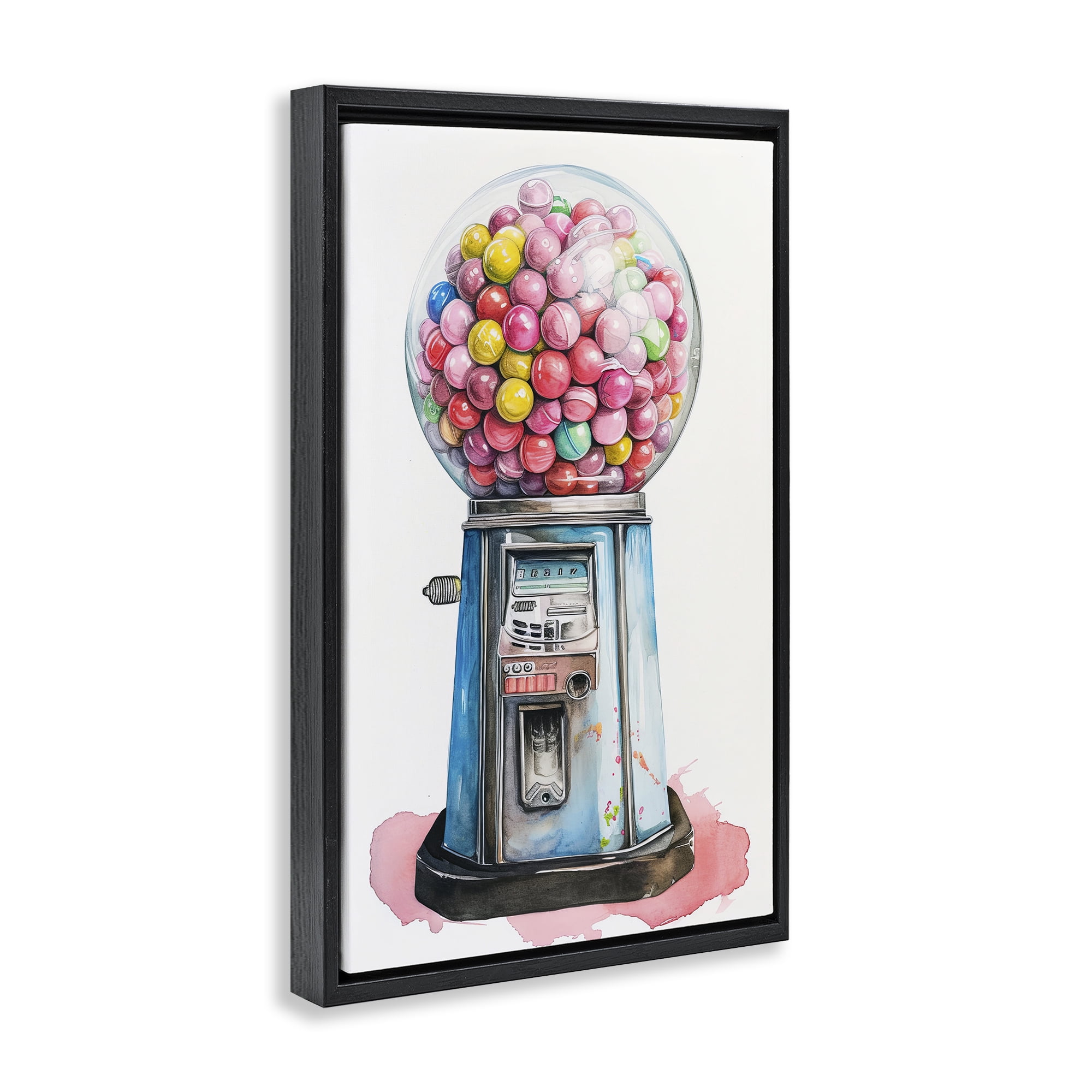 Stupell Industries Retro Gumball Machine Black Framed Floater Canvas Wall Art, design by Ray Powers
