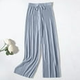 thumbnail image 2 of cfhntfmh Chiffon Flowy Wide Leg Pants for Women Lightweight High Waist Pull-On Pants with Drawstring Soft Comfy Pajama Bottom（Gray,Free Size), 2 of 7