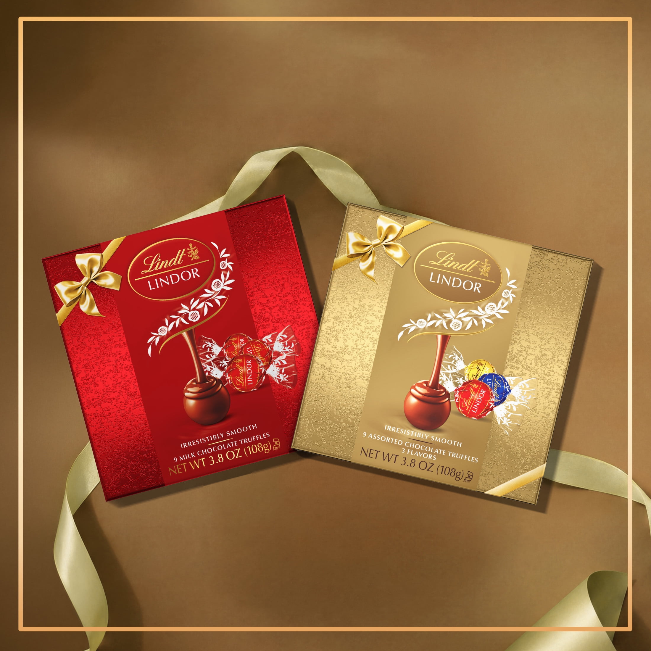 Lindt LINDOR Assorted Chocolate Candy Truffles Gift Box, 3.8 oz.