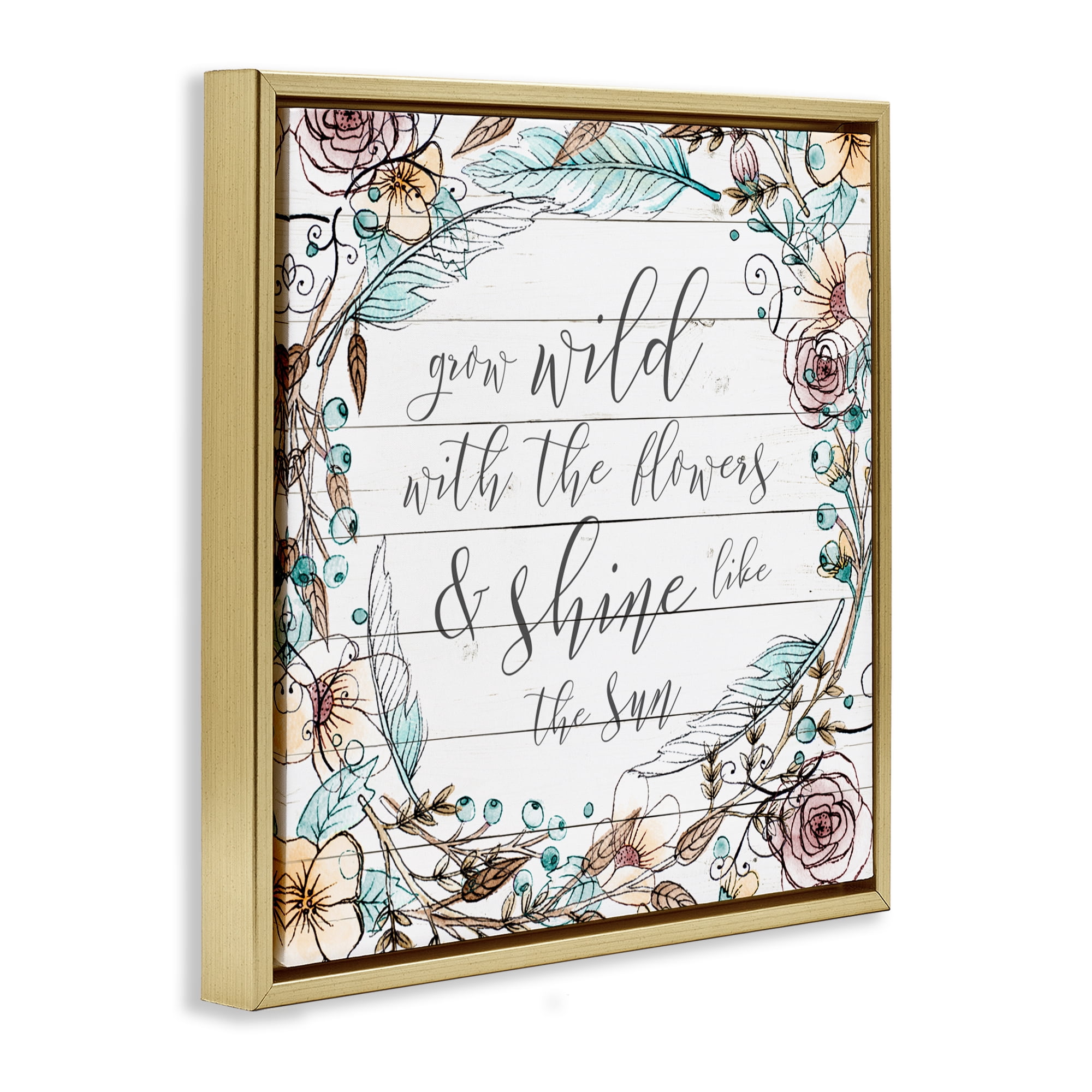 Stupell Industries Grow Wild With Flowers Gold Framed Floater Canvas Wall Art, design by SD Graphics Studio
