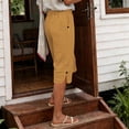 thumbnail image 6 of Aimik Women's Cotton Linen Shorts Summer Casual Straight Leg 5" Inseam pant with Pockets Side Split Loose Fit shorts for women, 6 of 6