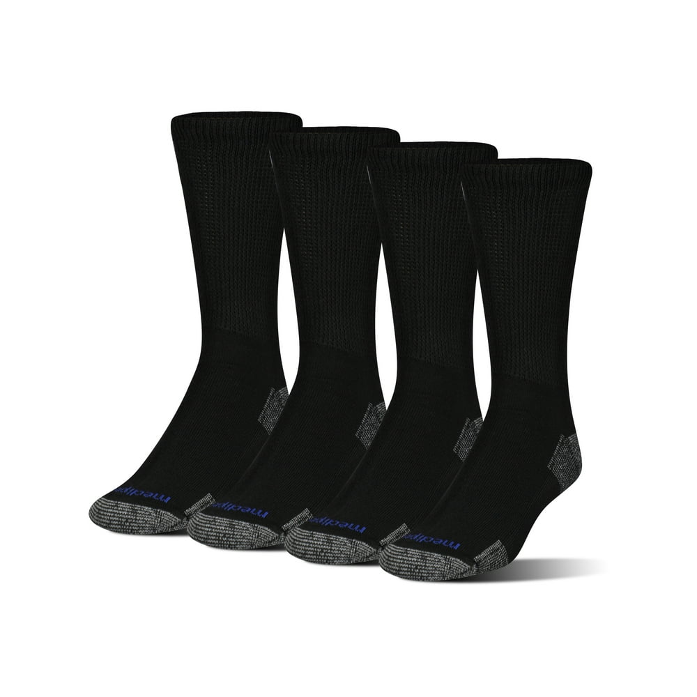 MediPeds Diabetic NanoGlide Crew Casual Socks, XLarge, 4 Pack