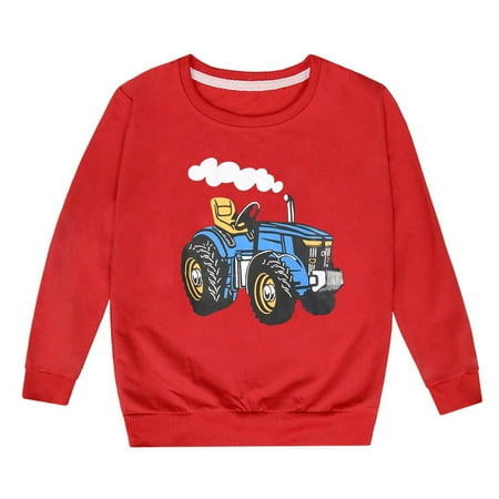 

Toddler Sweatshirt Girls 4T Children Fashion Cute Personality Printed Crew Neck Hoodless Long Sleeve Sweatshirt Red 3-4 Years