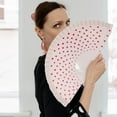 thumbnail image 6 of Byfri White Spanish Double-Sided Dot Folding Hand Fan Vintage Style for Dance Photo Prop 9.06inch, 6 of 7