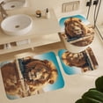 thumbnail image 6 of 4PCS Retro Lion Bathroom Set with Rugs and Toilet Lid Cover Modern Desert Wildlife Walking Waterproof Shower Curtain Set for Bathroom Decor, Style-4, 6 of 8