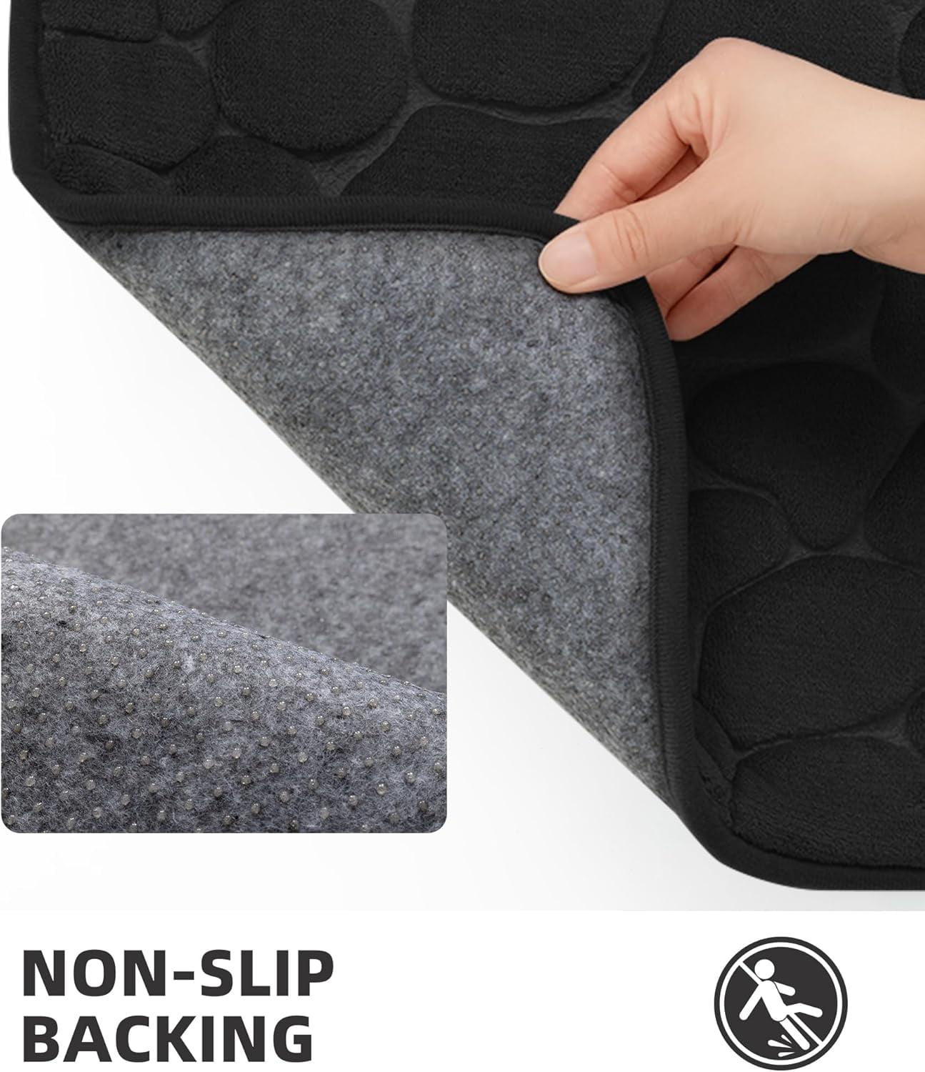 Memory Foam Bath Mat – Super Soft Absorbent Bathroom Rug, Non-Slip Quick Dry Floor Mat, Cobblestone Design, Washable Bath Mat for Bathroom, Bedroom, Toilet