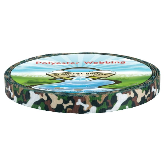 Country Brook Design - Woodland Bone Camo Polyester Webbing (3/4 Inch, 50 Yards)