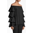 thumbnail image 2 of Nicole Miller Artelier BLACK Off The Shoulder Ruffle Blouse, US Small, 2 of 3