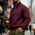 thumbnail image 4 of Ceisia Men Slim Fit Fashion Solid Color Long Sleeve Stand Collar Gift Zipper Casual Daily Party Wear Shirt Top, 4 of 8