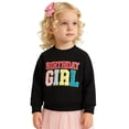 thumbnail image 2 of FINALGANG Girls Kids Casual Long Sleeve Sweatshirt Birthday Colorful Letter Embroidery Crewneck Loose Fit Pullover For Casual Daily Wear Black 2-3 Years, 2 of 4