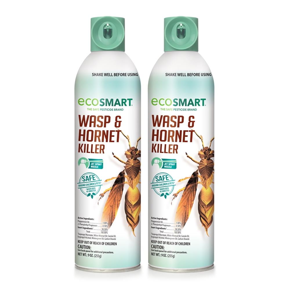 EcoSmart Natural, Plant-Based Essential Oil Wasp and Hornet Killer, 9 Ounce Aerosol Spray Can (Pack of 2)