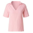 thumbnail image 2 of Mittory Women Lapel V Neck Linen Tops 3/4 Sleeve Spring Blouses Shirts Boho Style Dressy Casual Tunic Ladies Clothing, 2 of 7