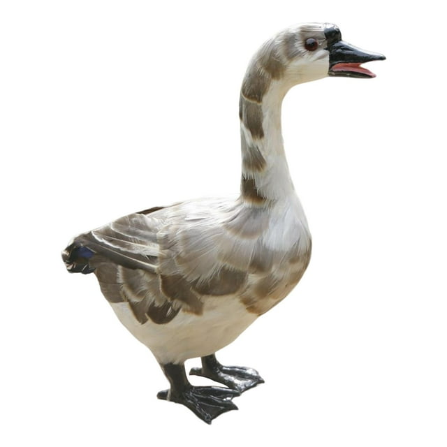 maskred Miniature Feathered Goose Free Standing for Gift Decoration Gray Collectible