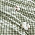 thumbnail image 4 of 2 Pieces Green Gingham Duvet Cover 100% Washed Cotton Plaid Checkered Twin Duvet Cover Set Modern Grid Bedding Set with Zipper Closure Corner Ties, 4 of 5