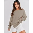 thumbnail image 4 of Luniro Women's Oversized Sweatshirts Casual Long Sleeve Side Slit Loose Fit Fall Pullover Shirt Tops, 4 of 9