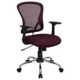 thumbnail image 1 of Mid-Back Burgundy Mesh Swivel Task Chair with Chrome Base and Arms, 1 of 9
