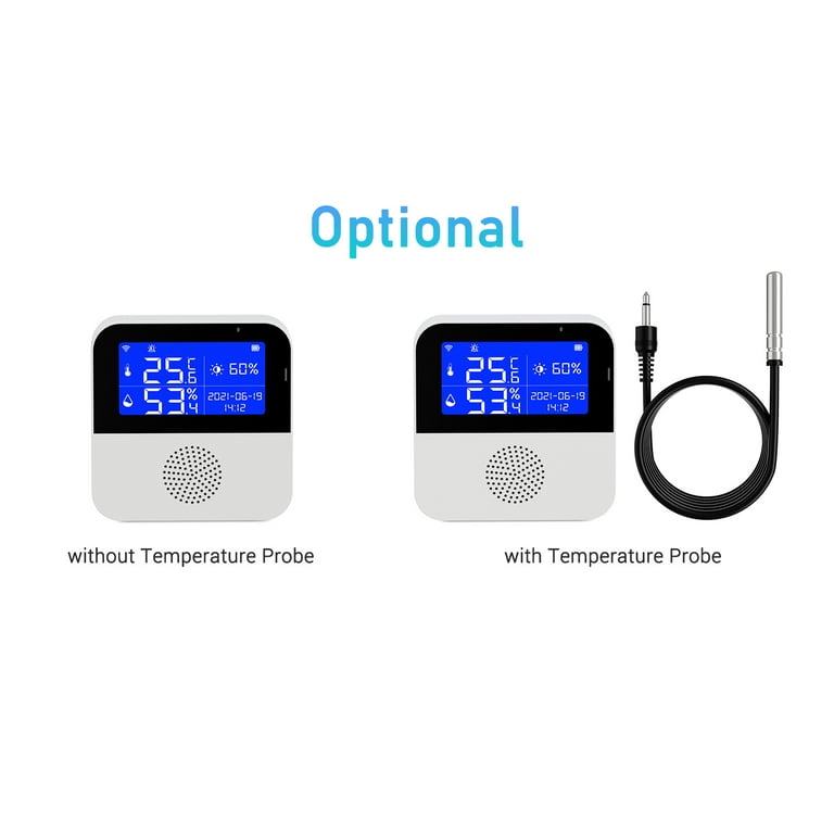 Tuya Smart Wifi Water Temperature Humidity Sensor Indoor Outdoor freezer  Thermometer Hygrometer External Probe LCD Screen Alarm