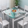 thumbnail image 3 of Green Gray Marble Pattern Square Fitted Tablecloth with Elastic Edge,Square Table Cover,Washable Elastic Table Cover for Home Kitchen Party Decor 34"x34", 3 of 6
