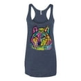 thumbnail image 3 of Colorful Majestic Neon Atric Wolf | Dean Russo Art Animal Lover Tri-Blend Racerback Sleeveless Top, Vintage Navy, XL, 3 of 5