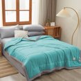 thumbnail image 4 of Qocolhg Quilt Queen Size - Summer Cooling Blankets, Skin-friendly Plain Printed Washed Cotton Summer Quilt, Oversized Bedding Soft Coverlet Quilts Queen Size, Queen Quilt Bedding, Clearance, Blue, 4 of 8