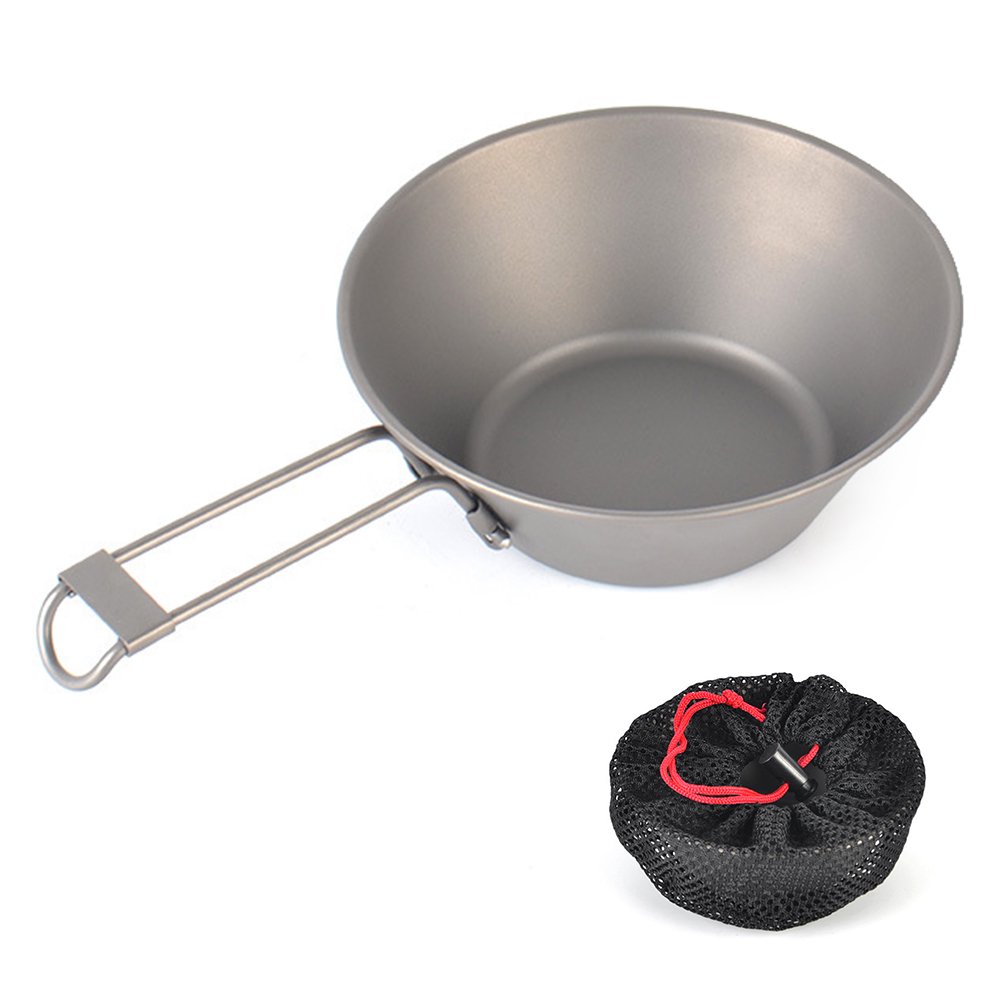 300ml Ultralight Titanium Bowl with Collapsible Handle for Home Outdoor